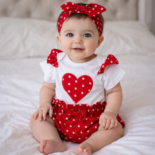 White & red polka dot 3 piece set