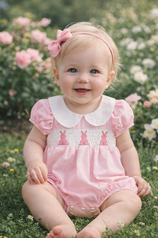 Pink bunny romper