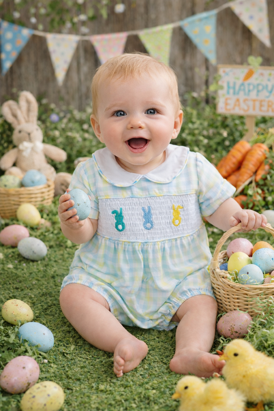 Boys blue/green/yellow romper